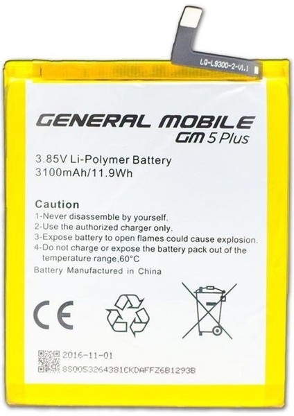 General Mobile Gm 5 Plus Uyumlu Batarya Pil 3100 Mah