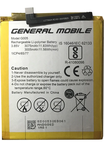 General Mobile Gm 8 Uyumlu Batarya Pil 3075 Mah