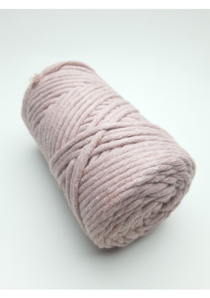 Pudra Pembe Pamuklu Makrome Ipi (3MM-250 Gr)