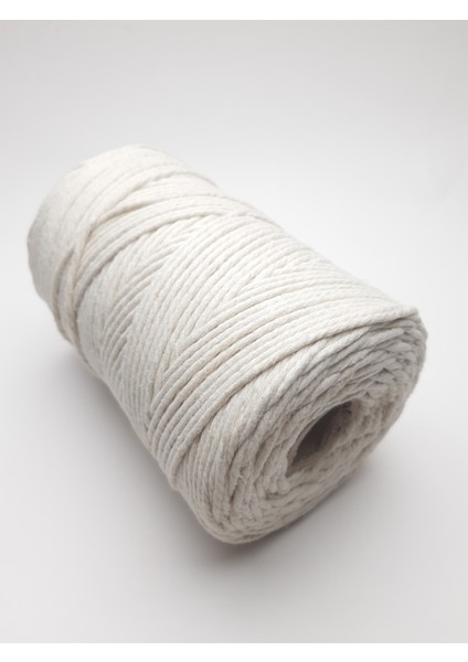 Naturel Renk Pamuklu Makrome Ip 3 mm 500 gr 125 mt