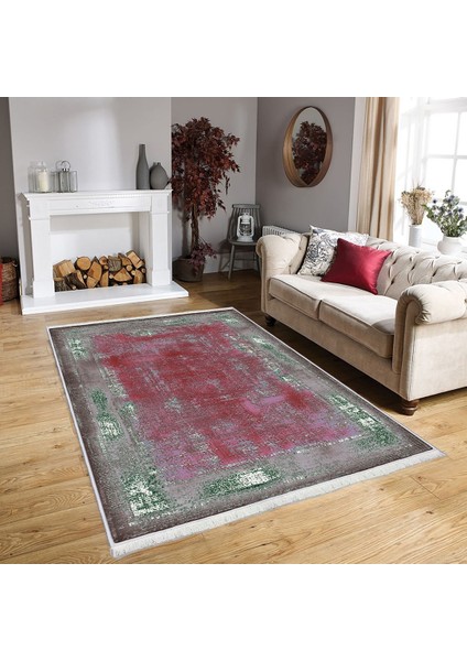 Bazaarforum Dekoratif Saçaklı Mermer Desen Yeni Model Pvc Deri Kaymaz Taban Dijital Baskı Halı CK-500 180X280CM