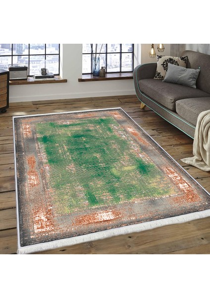 Bazaarforum Dekoratif Saçaklı Mermer Desen Yeni Model Pvc Deri Kaymaz Taban Dijital Baskı Halı CK-502 160X230CM