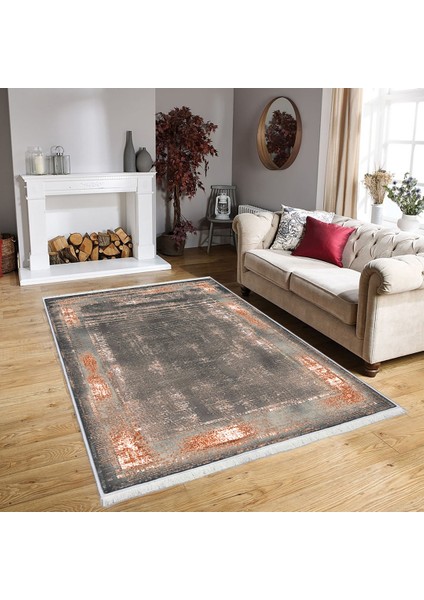 Bazaarforum Dekoratif Saçaklı Mermer Desen Yeni Model Pvc Deri Kaymaz Taban Dijital Baskı Halı CK-503 140X200 cm
