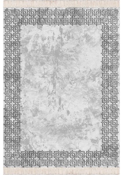Bazaarforum Dekoratif Saçaklı Mermer Desen Yeni Model Pvc Deri Kaymaz Taban Dijital Baskı Halı CK-505 160X230CM