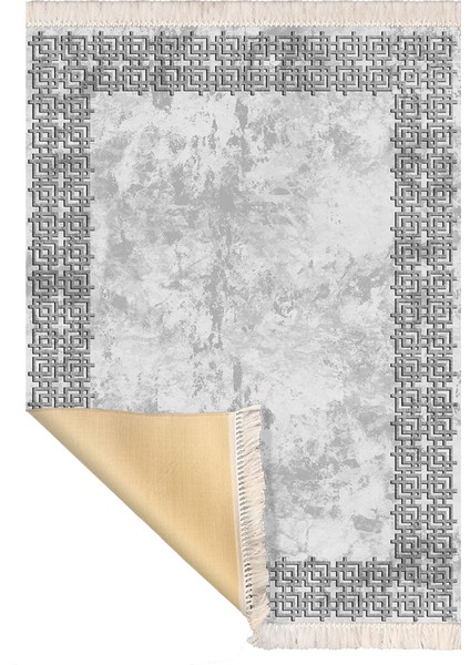Bazaarforum Dekoratif Saçaklı Mermer Desen Yeni Model Pvc Deri Kaymaz Taban Dijital Baskı Halı CK-505 160X230CM