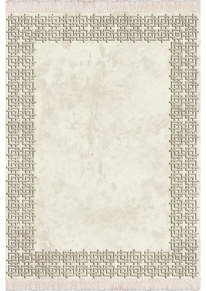 Bazaarforum Dekoratif Saçaklı Mermer Desen Yeni Model Pvc Deri Kaymaz Taban Dijital Baskı Halı CK-506 140X200 cm
