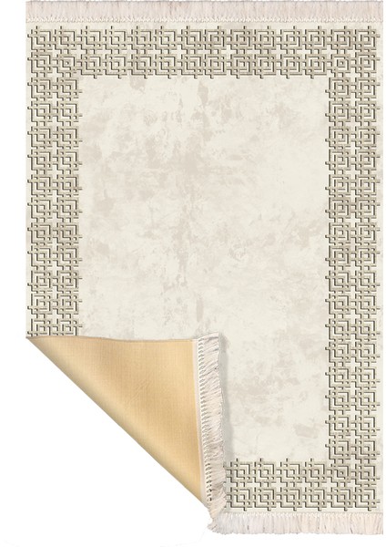 Bazaarforum Dekoratif Saçaklı Mermer Desen Yeni Model Pvc Deri Kaymaz Taban Dijital Baskı Halı CK-506 180X280CM