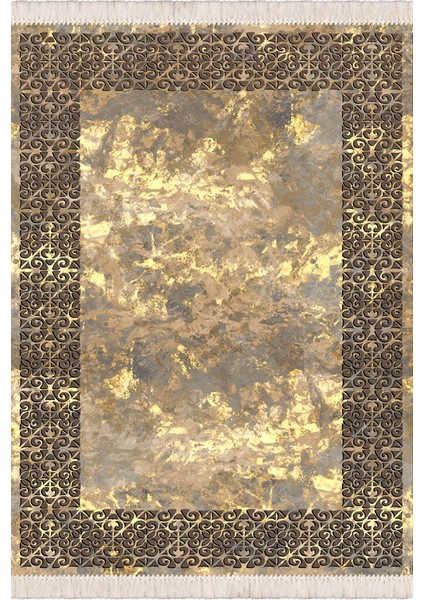 Bazaarforum Dekoratif Saçaklı Mermer Desen Yeni Model Pvc Deri Kaymaz Taban Dijital Baskı Halı CK-507 160X230CM