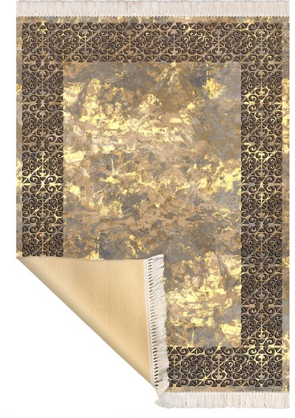 Bazaarforum Dekoratif Saçaklı Mermer Desen Yeni Model Pvc Deri Kaymaz Taban Dijital Baskı Halı CK-507 160X230CM