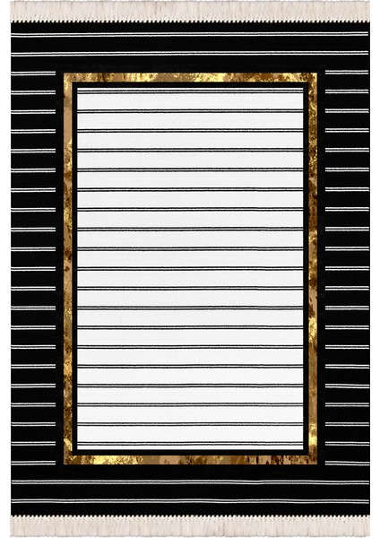 Bazaarforum Dekoratif Saçaklı Mermer Desen Yeni Model Pvc Deri Kaymaz Taban Dijital Baskı Halı CK-509 80X200CM