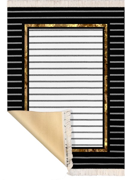 Bazaarforum Dekoratif Saçaklı Mermer Desen Yeni Model Pvc Deri Kaymaz Taban Dijital Baskı Halı CK-509 80X200CM