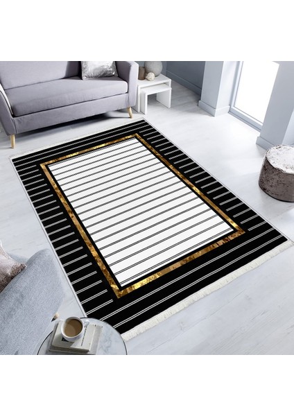 Bazaarforum Dekoratif Saçaklı Mermer Desen Yeni Model Pvc Deri Kaymaz Taban Dijital Baskı Halı CK-509 160X230CM