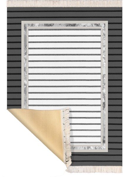 Bazaarforum Dekoratif Saçaklı Mermer Desen Yeni Model Pvc Deri Kaymaz Taban Dijital Baskı Halı CK-510 140X200 cm
