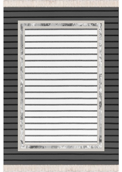 Bazaarforum Dekoratif Saçaklı Mermer Desen Yeni Model Pvc Deri Kaymaz Taban Dijital Baskı Halı CK-510 180X280CM