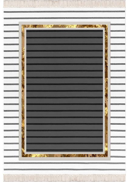 Bazaarforum Dekoratif Saçaklı Mermer Desen Yeni Model Pvc Deri Kaymaz Taban Dijital Baskı Halı CK-511 180X280CM