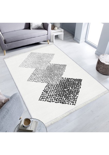 Bazaarforum Dekoratif Saçaklı Mermer Desen Yeni Model Pvc Deri Kaymaz Taban Dijital Baskı Halı CK-516 160X230CM