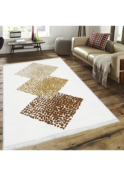 Bazaarforum Dekoratif Saçaklı Mermer Desen Yeni Model Pvc Deri Kaymaz Taban Dijital Baskı Halı CK-517 180X280CM