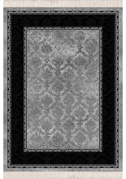 Bazaarforum Dekoratif Saçaklı Mermer Desen Yeni Model Pvc Deri Kaymaz Taban Dijital Baskı Halı CK-518 140X200 cm