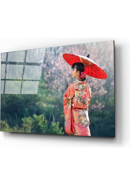 Asyalı Kadın Cam Tablo