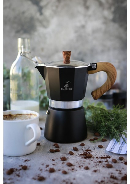 Black Goat 6 Cup Moka Pot -  Siyah