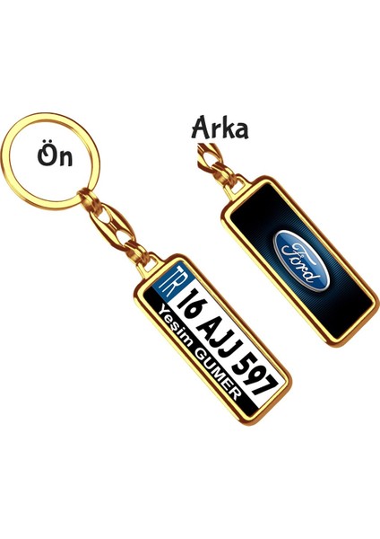 Kişiye Özel Plaka Metal Anahtarlık | Ford Metalik Logo