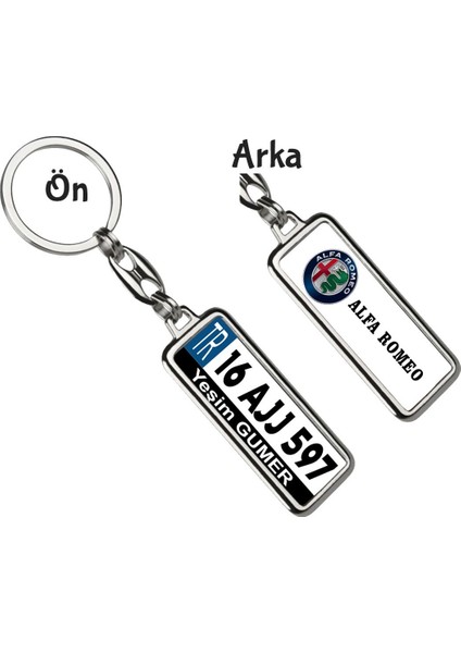 Kişiye Özel Plaka Metal Anahtarlık | Alfa Romeo Logo