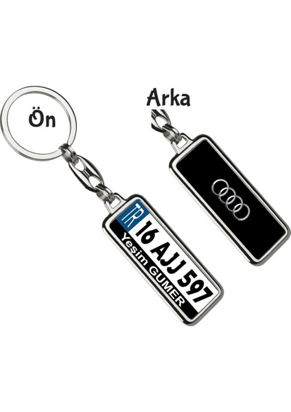 Kişiye Özel Plaka Metal Anahtarlık | Audi Logo