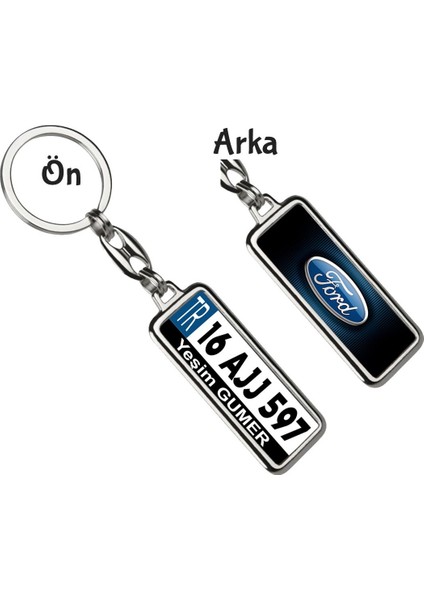 Kişiye Özel Plaka Metal Anahtarlık | Ford Metalik Logo
