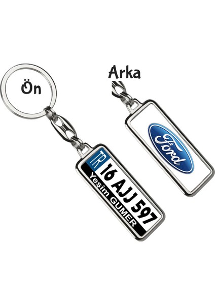 Kişiye Özel Plaka Metal Anahtarlık | Ford Metalik Logo