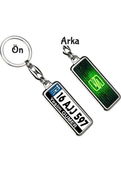 Kişiye Özel Plaka Metal Anahtarlık | Seat Neon Yeşil Logo