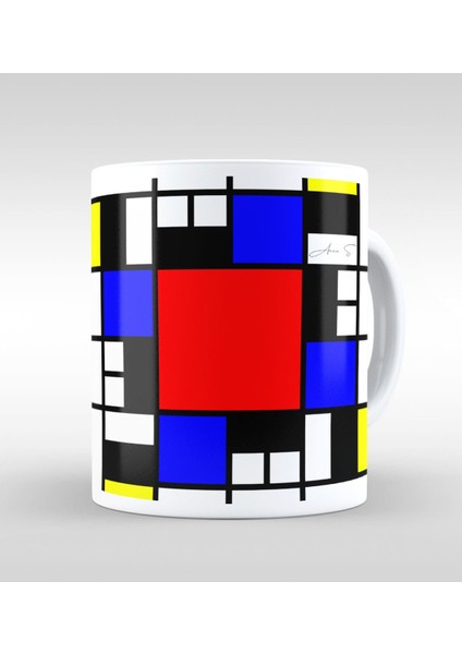 Kişiye Özel Mondrian Beyaz Kupa Bardak-4