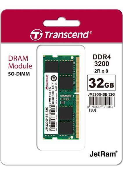 JM3200HSE-32G 32GB Ddr4 3200MHZ CL22 1.2V Notebook Ram