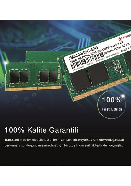JM3200HSE-32G 32GB Ddr4 3200MHZ CL22 1.2V Notebook Ram