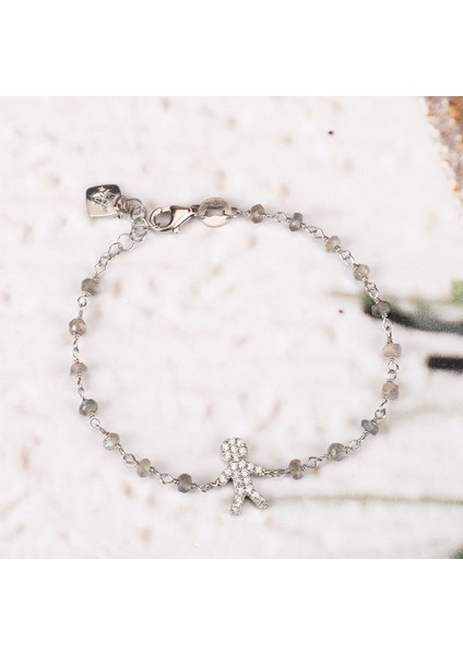 Zirkon Taşlı Pırlanta Montür Gümüş Rengi Altın Kaplama Labradorite Rosary Çoçuk Adam Gümüş Bileklik fırsatları