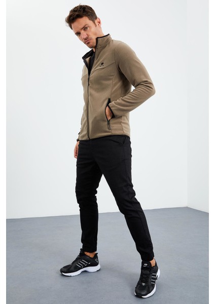Camel Erkek Yazı Nakışlı Dik Yaka Fermuarlı Standart Kalıp Sweatshirt Polar - 87992 fırsatları