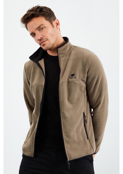 Camel Erkek Yazı Nakışlı Dik Yaka Fermuarlı Standart Kalıp Sweatshirt Polar - 87992 indirimleri