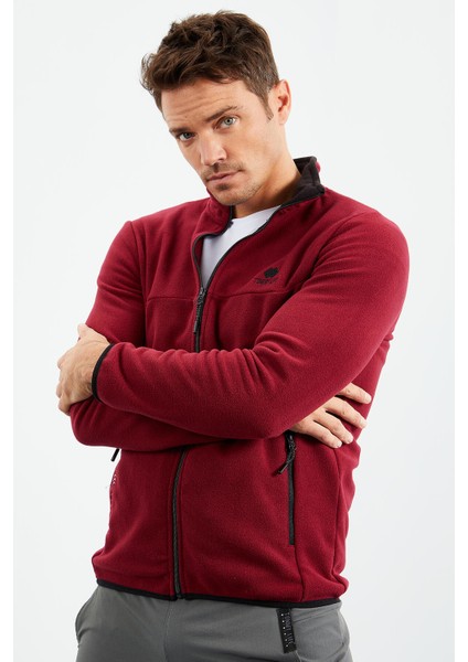 Erguvan Yazı Nakışlı Dik Yaka Fermuarlı Standart Kalıp Erkek Sweatshirt Polar - 87992