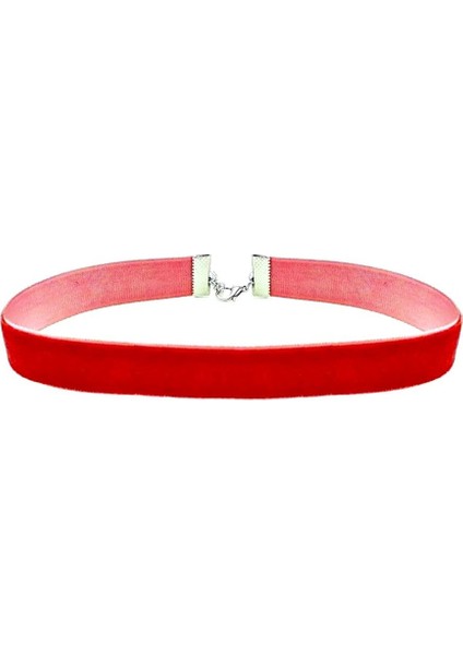 Kırmızı Renk Kadın Kadife Choker Kolye