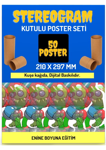 Enine Boyuna Eğitim Stereogram Poster Seti (Kutulu)