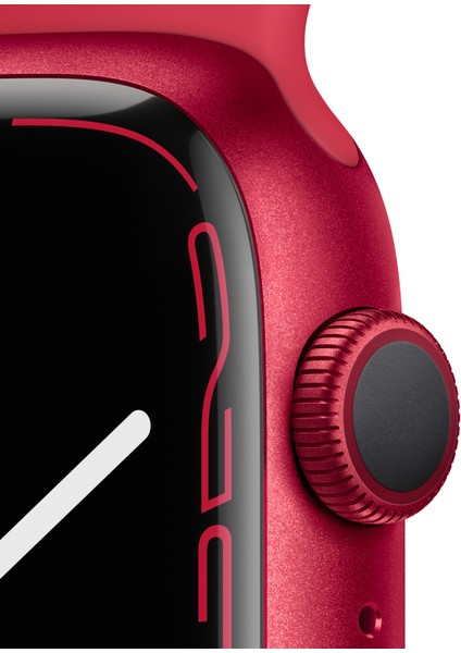 Watch Seri 7 Gps, 45MM Kırmızı Alüminyum Kasa ve Kırmızı Spor Kordon - Regular MKN93TU/A