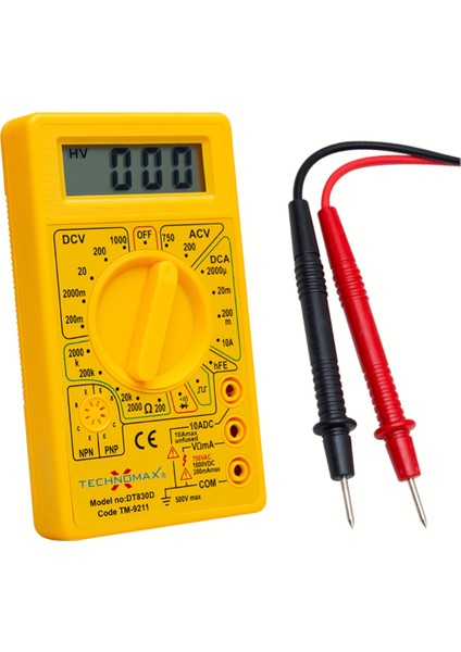 2 Adet 830D Dijital Ölçüm Aleti Multimetre-Multimeter (Akım Voltaj Direnç Amper Ölçer Aumetre )