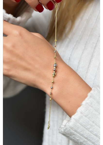 Kadın 3 Renk Dorika Toplu 925 Ayar Gümüş Bileklik fiyatları