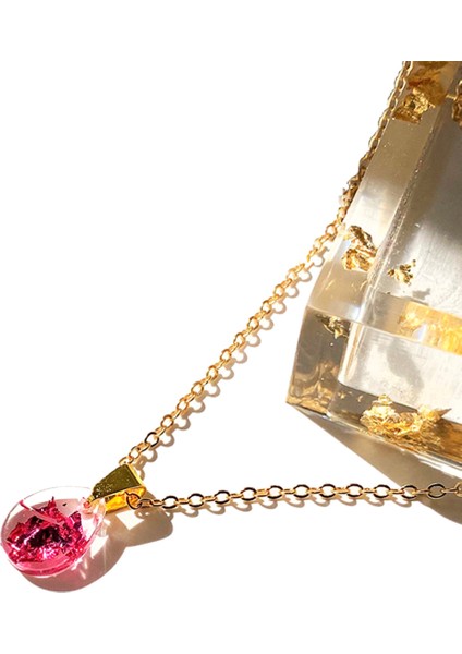 Varak Parçacıklı Küçük Damla Epoksi Kolye