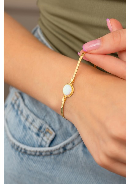 14 Ayar Altın Ezme Opal Bileklik