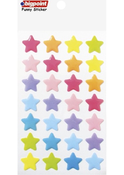 Sticker Pastel Renkli Yıldızlar Büyük Boy 15'li Paket