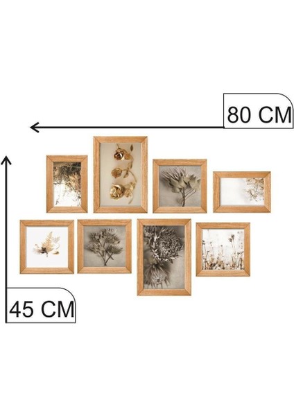 8 Parça Ahşap Tablo Seti Yeşil Yapraklar Salon Otuma Odası Yatak Odası Için Mdf Duvar Dekoru 80 x 45 cm