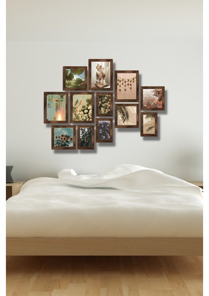 12 Parça Ahşap Tablo Seti Renkli Çiçekler Salon Otuma Odası Yatak Odası Için Mdf Duvar Dekoru 75 x 60 cm