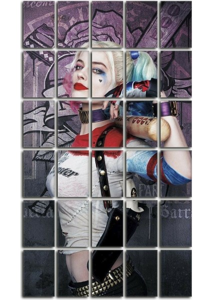 30 Parça Puzzle Tablo Seti - Harley Quinn Salon Otuma Odası Yatak Odası Çocuk Odası Için Mdf Duvar Dekoru 90 x 75 cm