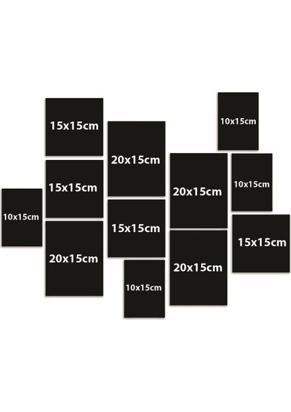 12 Parça Ahşap Tablo Seti - Çizgi Yüzler Boho Salon Otuma Odası Yatak Odası Için Mdf Duvar Dekoru 70 x 65 cm