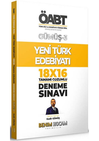 Benim Hocam Yayınları  2023 Gümüş Serisi 3 ÖABT Türk Dili ve Edebiyatı Yeni Türk Edebiyatı 18x16 Deneme Sınavı